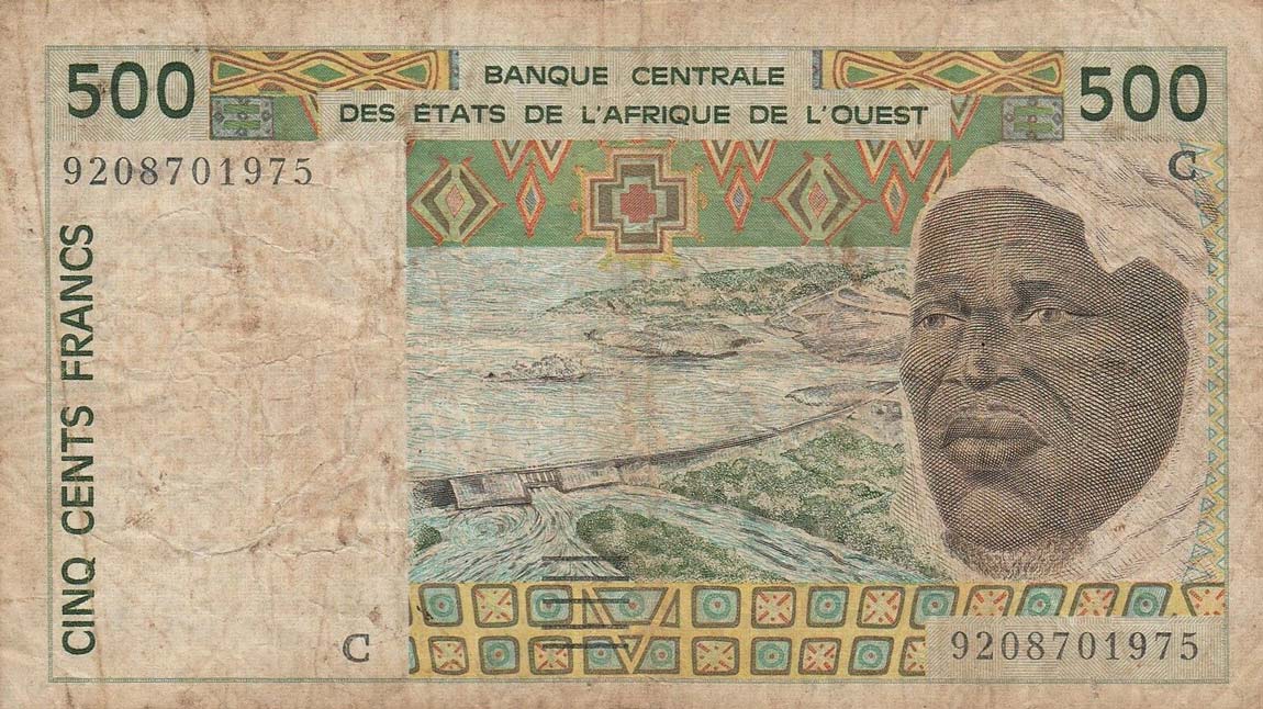 Front of West African States p310Cb: 500 Francs from 1992