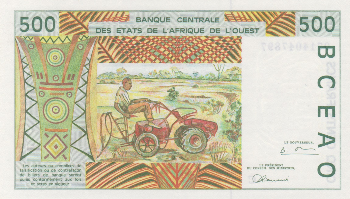 Back of West African States p310Cg: 500 Francs from 1997
