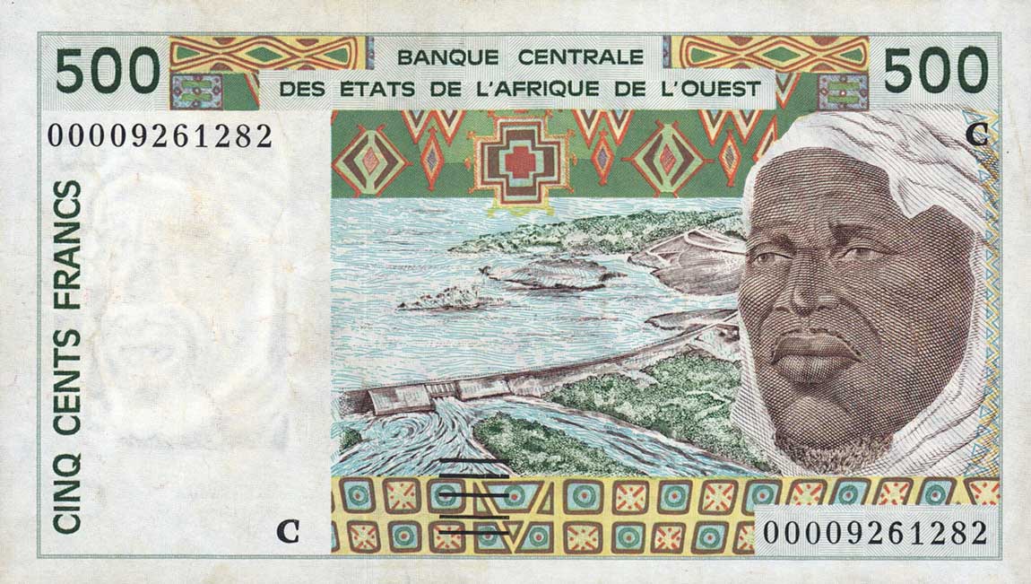 Front of West African States p310Ck: 500 Francs from 2000