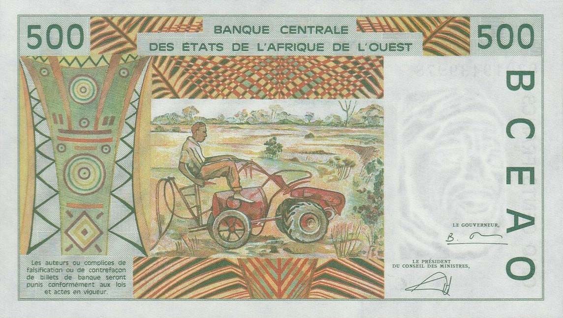 Back of West African States p310Cm: 500 Francs from 2002