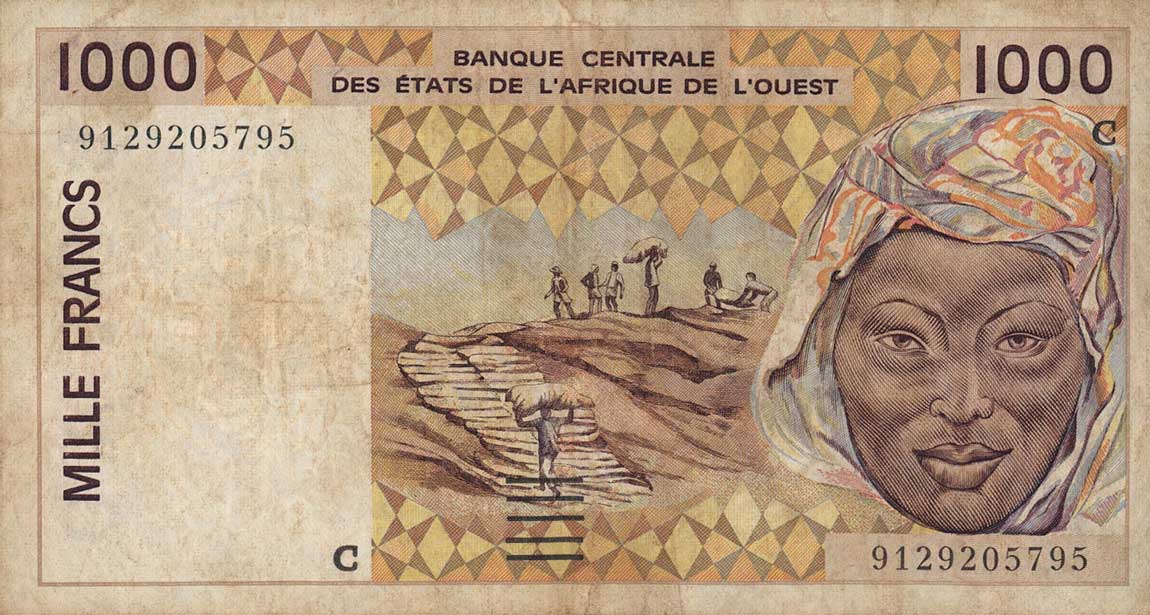 Front of West African States p311Ca: 1000 Francs from 1991