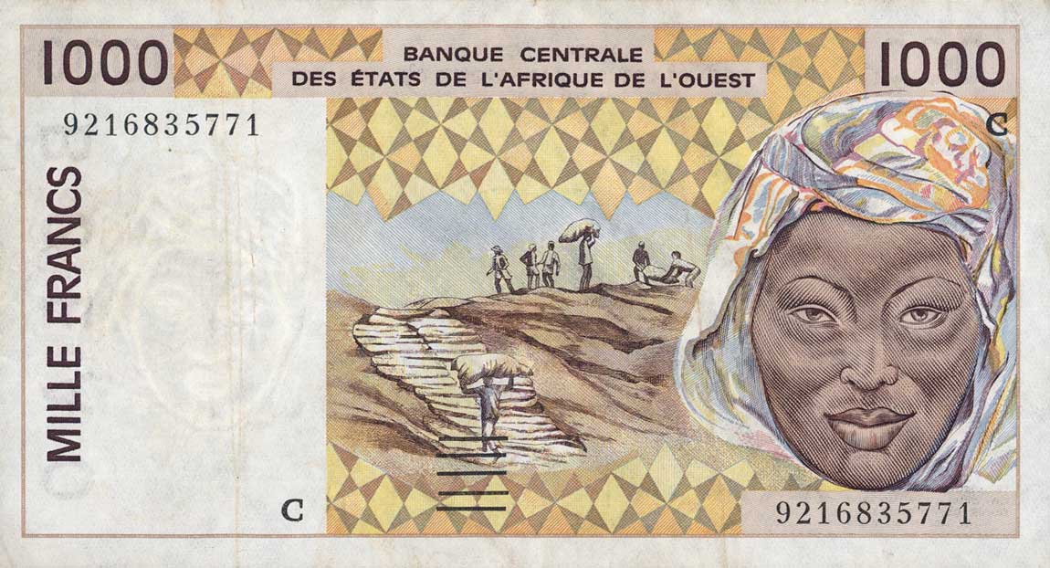 Front of West African States p311Cb: 1000 Francs from 1992