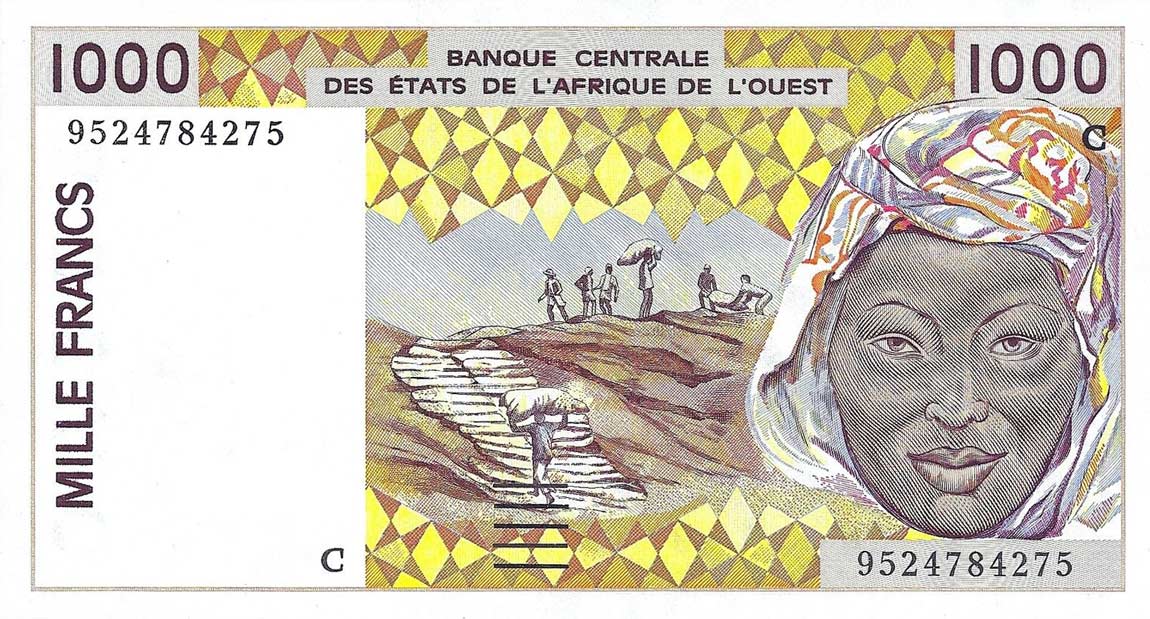 Front of West African States p311Cf: 1000 Francs from 1995