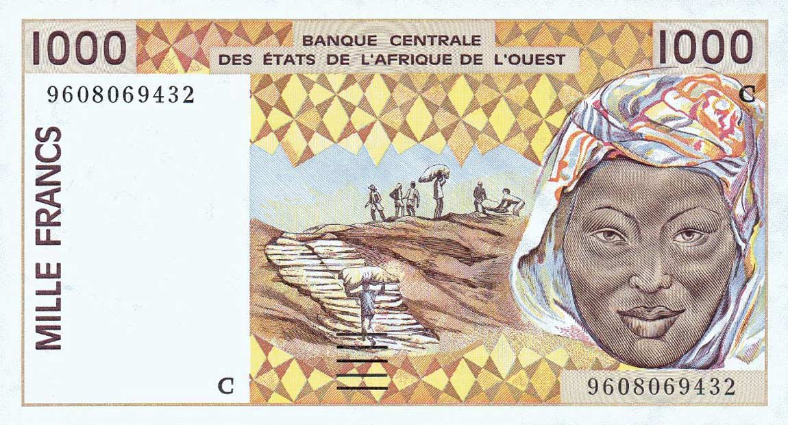 Front of West African States p311Cg: 1000 Francs from 1996