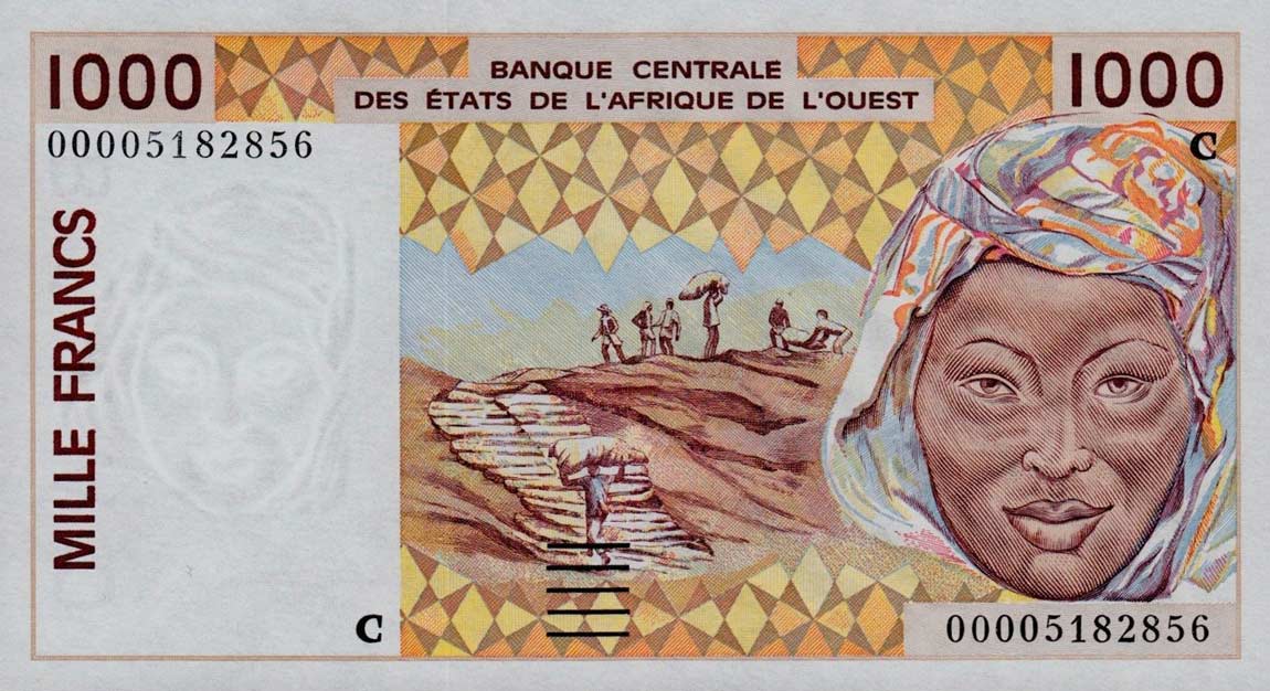 Front of West African States p311Ck: 1000 Francs from 2000