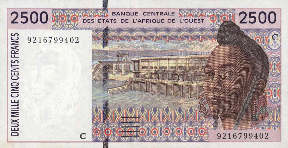 Front of West African States p312Ca: 2500 Francs from 1992