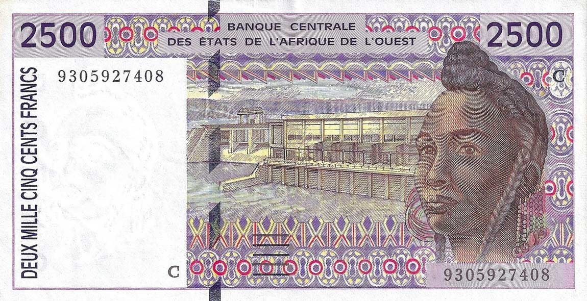 Front of West African States p312Cb: 2500 Francs from 1993