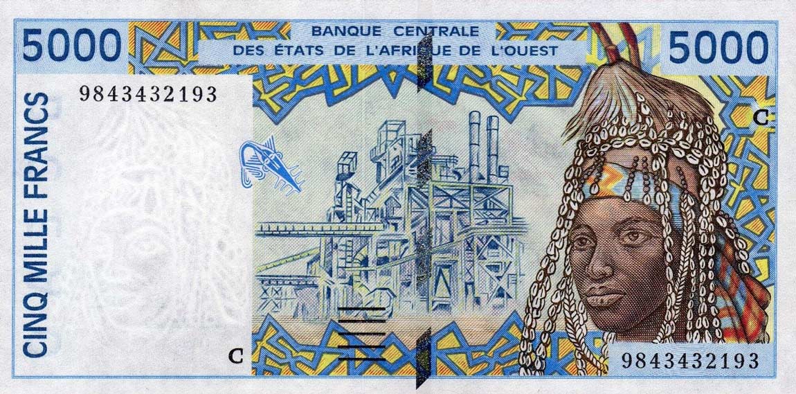 Front of West African States p313Ch: 5000 Francs from 1998