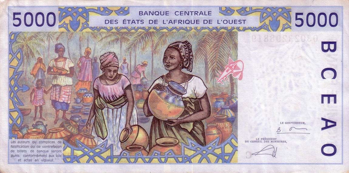 Back of West African States p313Cm: 5000 Francs from 2003