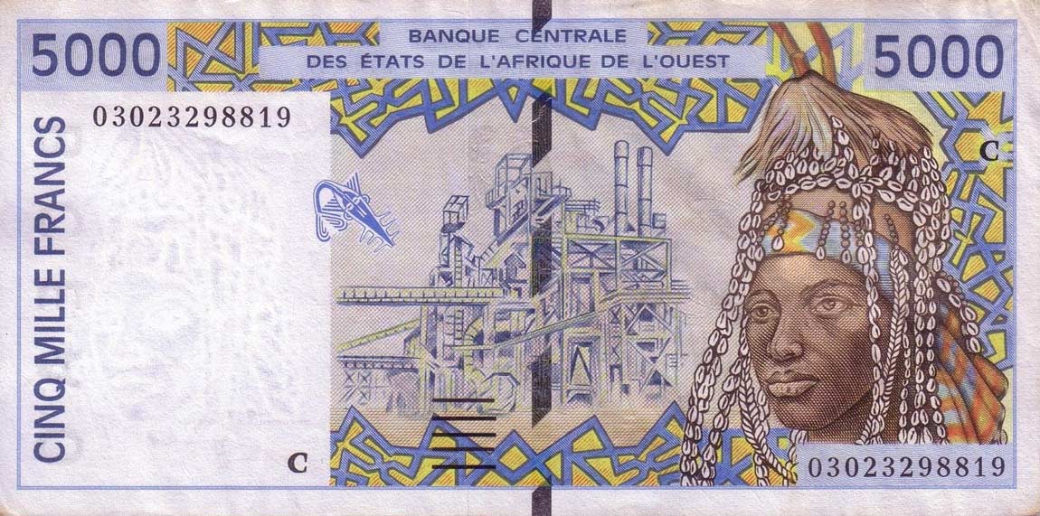 Front of West African States p313Cm: 5000 Francs from 2003