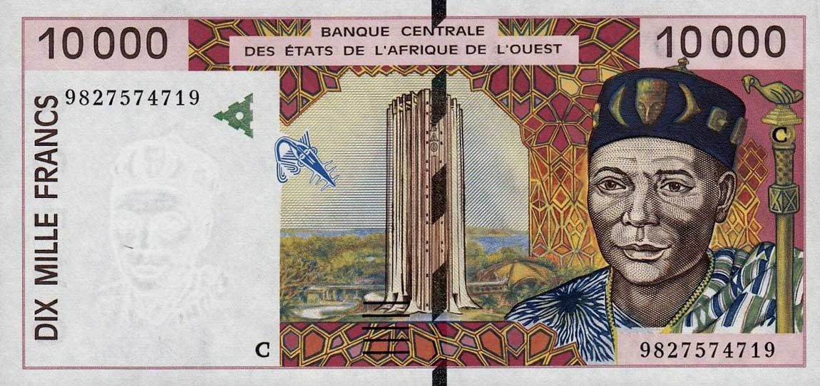 Front of West African States p314Cg: 10000 Francs from 1998