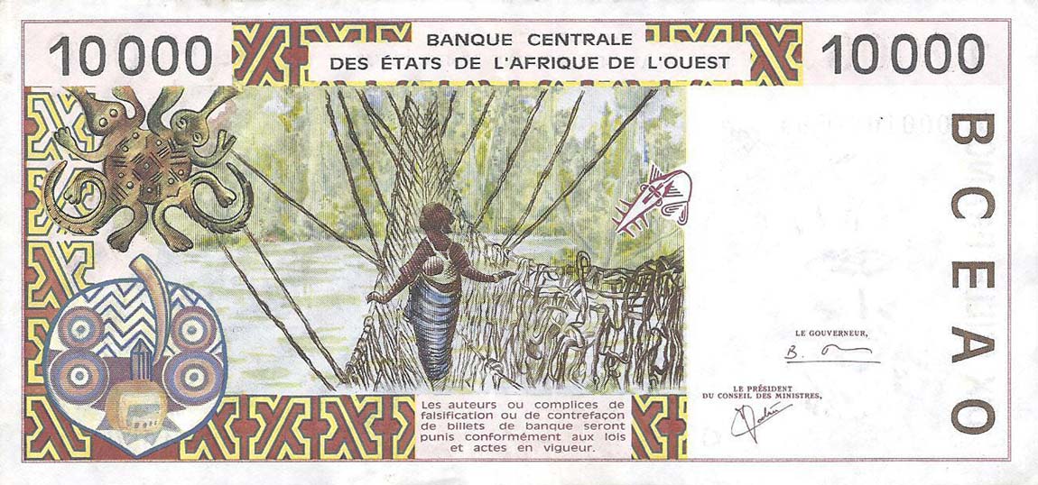 Back of West African States p314Ci: 10000 Francs from 2000