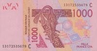 p315Cm from West African States: 1000 Francs from 2013