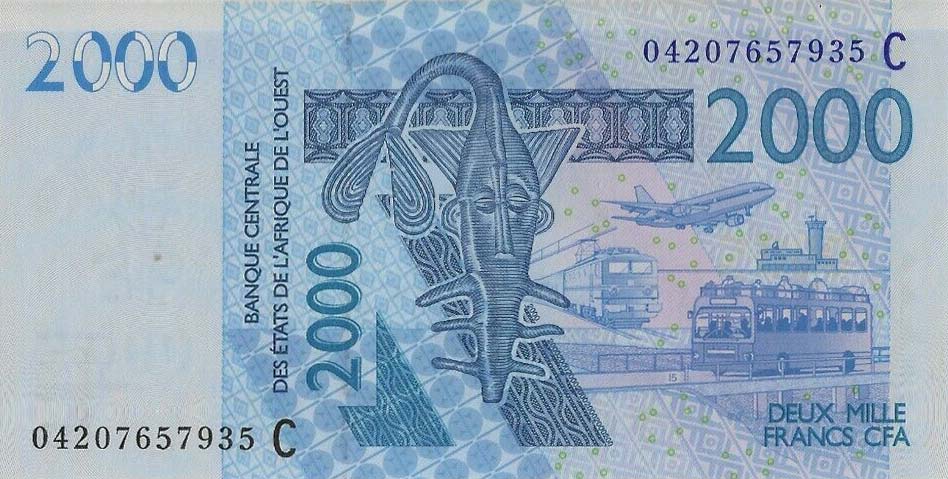 Front of West African States p316Cb: 2000 Francs from 2004