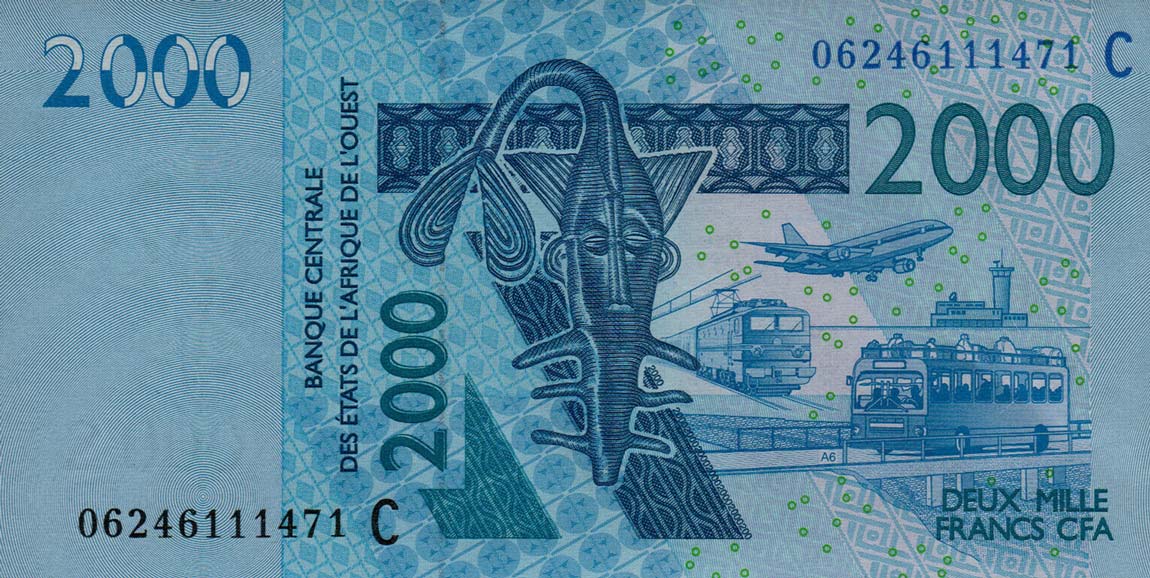 Front of West African States p316Cd: 2000 Francs from 2006