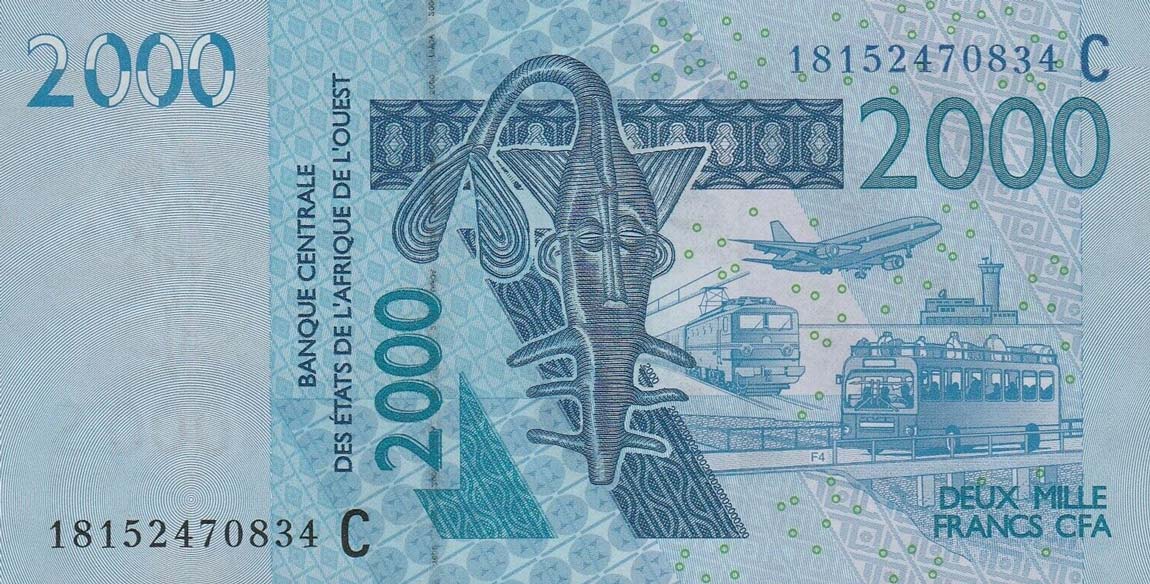 Front of West African States p316Cr: 2000 Francs from 2018