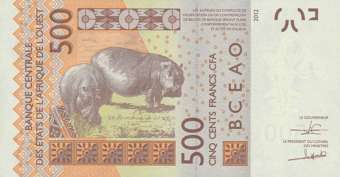 Back of West African States p319Cg: 500 Francs from 2018