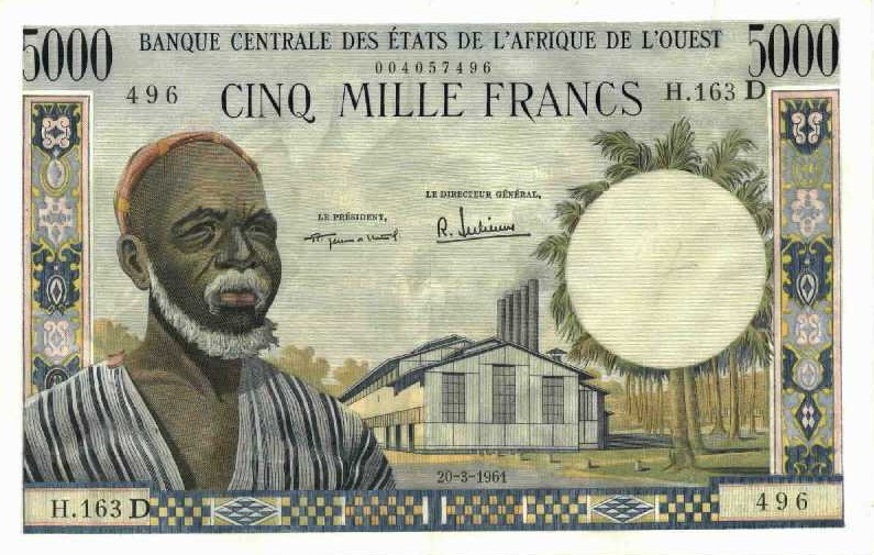 Front of West African States p404D: 5000 Francs from 1961