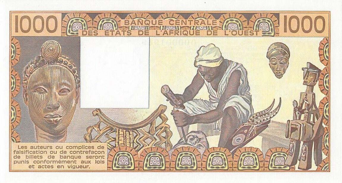 Back of West African States p406Dc: 1000 Francs from 1981