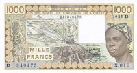 Gallery image for West African States p406Df: 1000 Francs