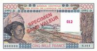 Gallery image for West African States p407Ds: 5000 Francs