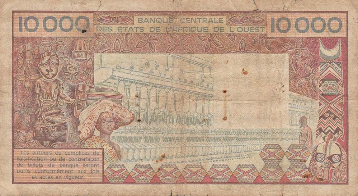 Back of West African States p408De: 10000 Francs from 1981