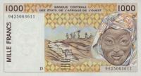 p411Dd from West African States: 1000 Francs from 1994