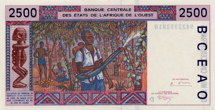 Back of West African States p412Dc: 2500 Francs from 1994