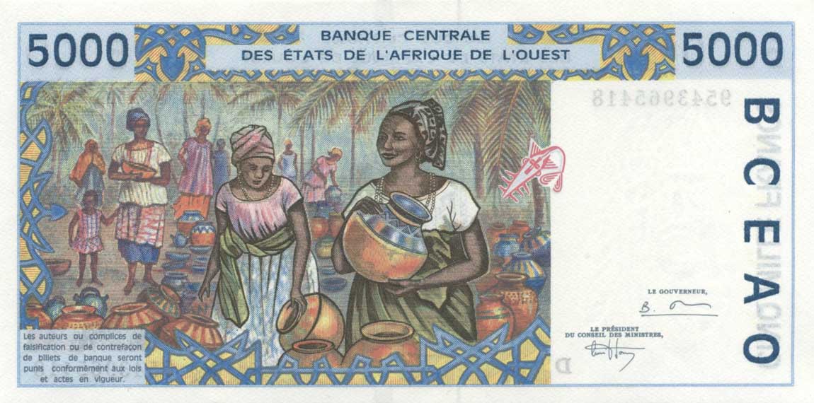 Back of West African States p413Dc: 5000 Francs from 1995