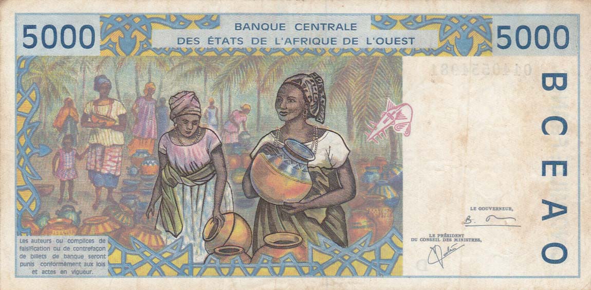 Back of West African States p413Dj: 5000 Francs from 2001