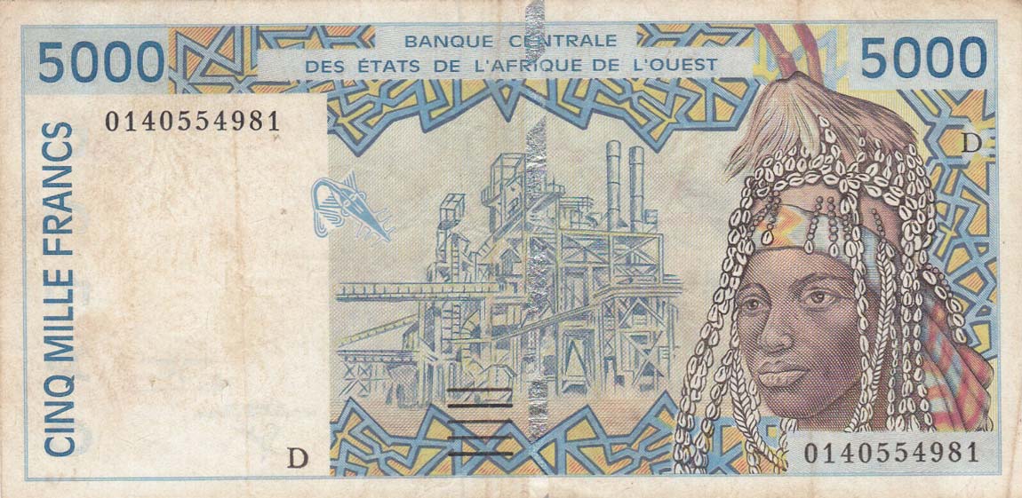 Front of West African States p413Dj: 5000 Francs from 2001