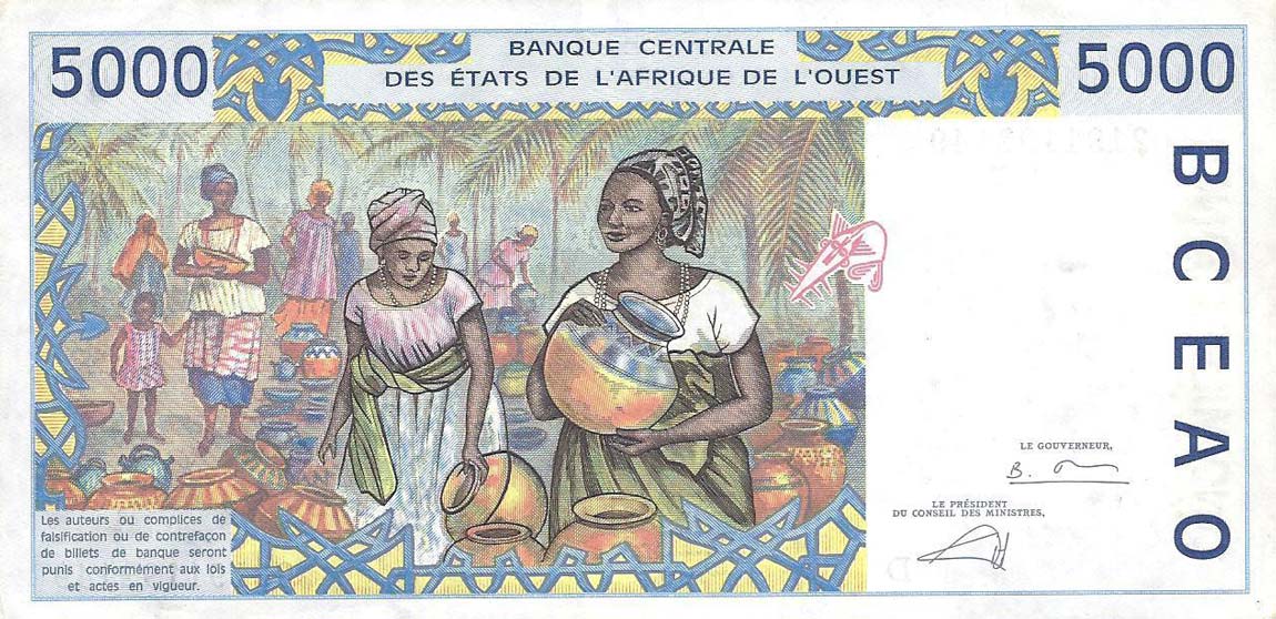 Back of West African States p413Dk: 5000 Francs from 2002