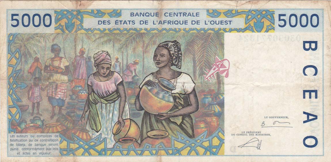 Back of West African States p413Dl: 5000 Francs from 2003