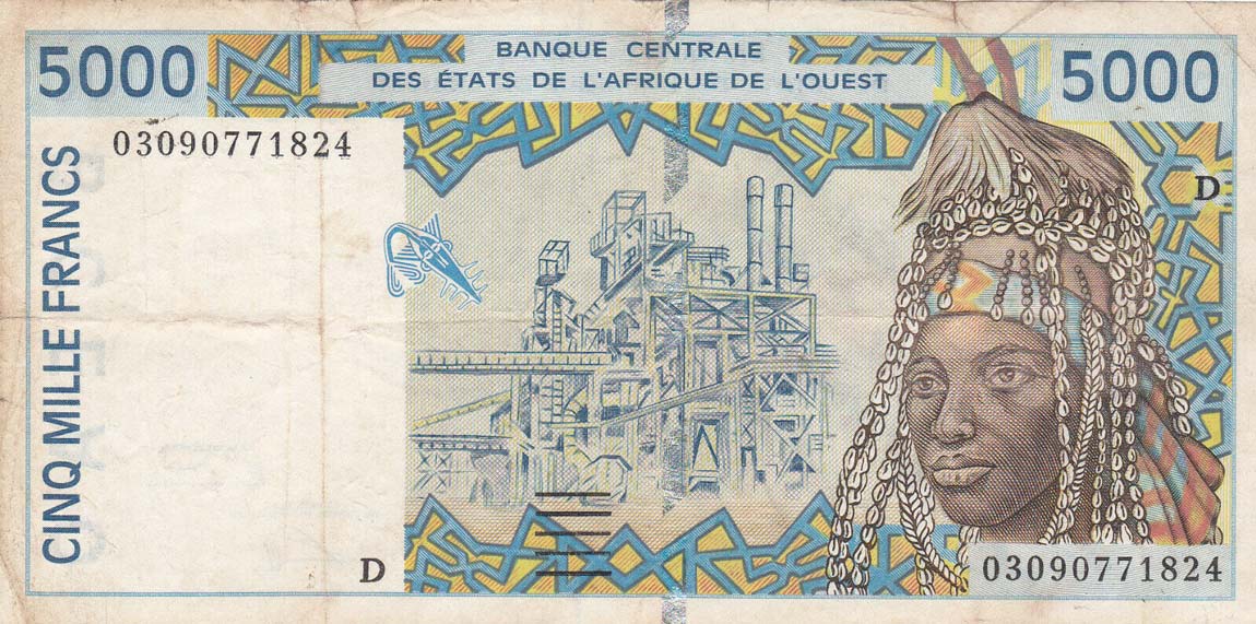 Front of West African States p413Dl: 5000 Francs from 2003