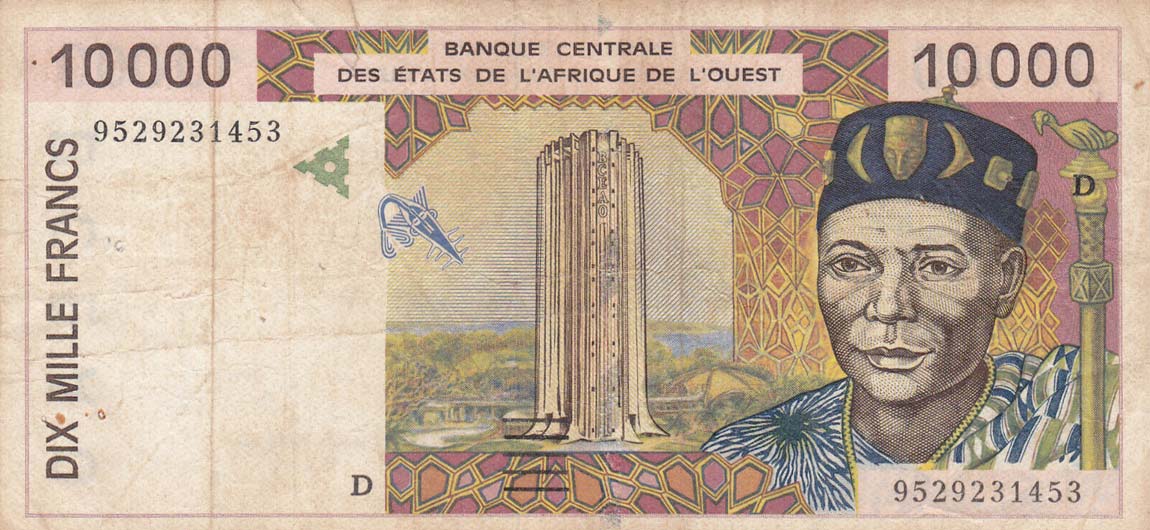 Front of West African States p414Dc: 10000 Francs from 1995