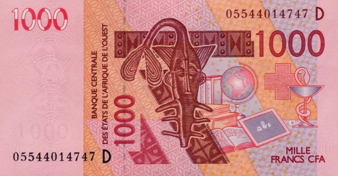 Front of West African States p415Dc: 1000 Francs from 2005