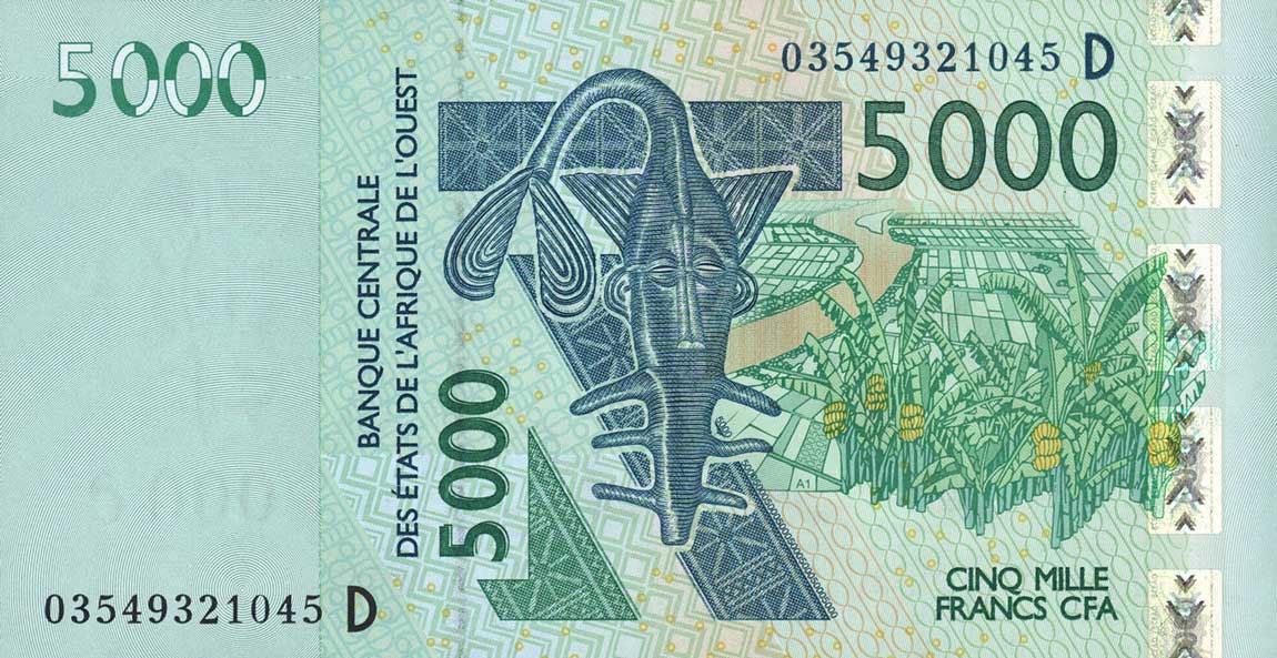 Front of West African States p417Da: 5000 Francs from 2003