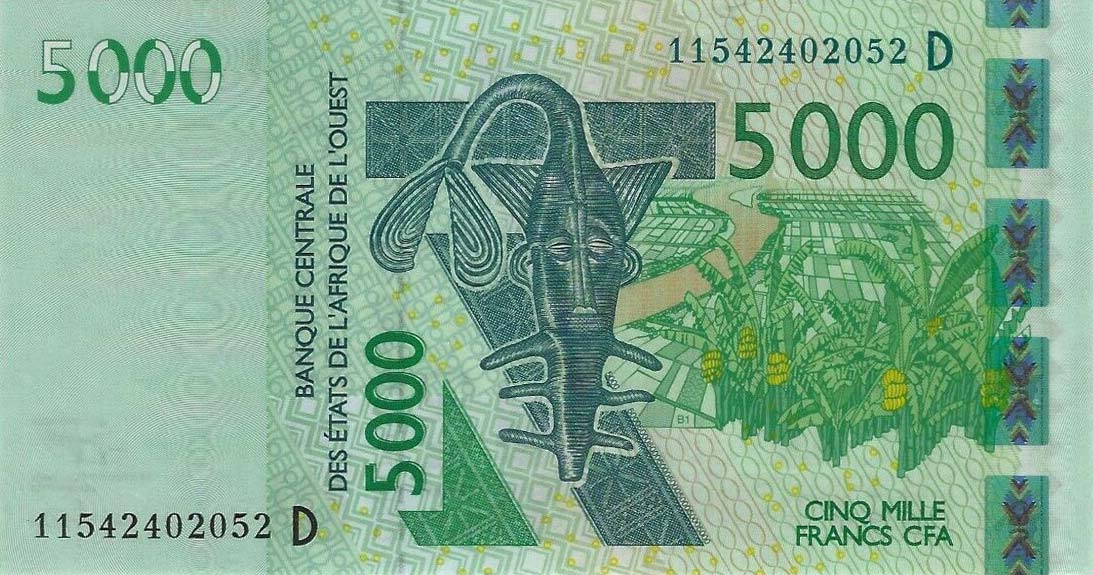 Front of West African States p417Dj: 5000 Francs from 2011