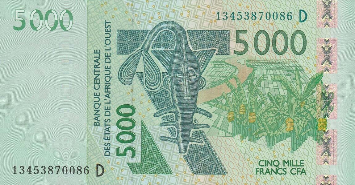 Front of West African States p417Dm: 5000 Francs from 2013