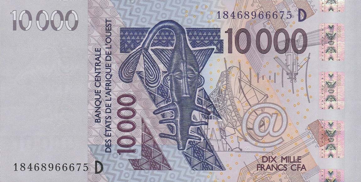 Front of West African States p418Dr: 10000 Francs from 2018