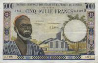 p504Ed from West African States: 5000 Francs from 1961