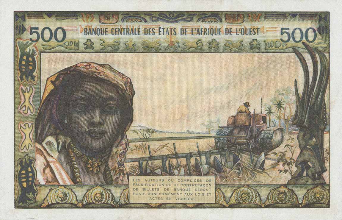 Back of West African States p602Hg: 500 Francs from 1959