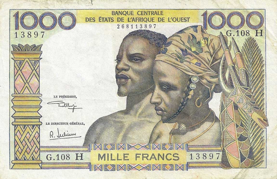 Front of West African States p603Hk: 1000 Francs from 1959