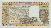 p607Ha from West African States: 1000 Francs from 1988