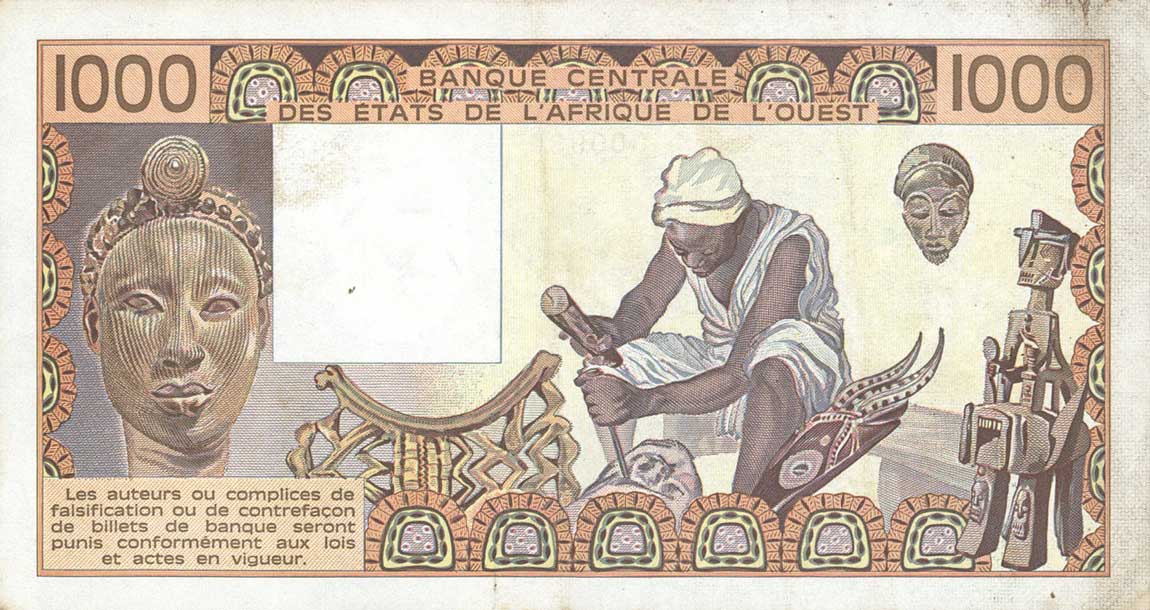 Back of West African States p607Hb: 1000 Francs from 1981