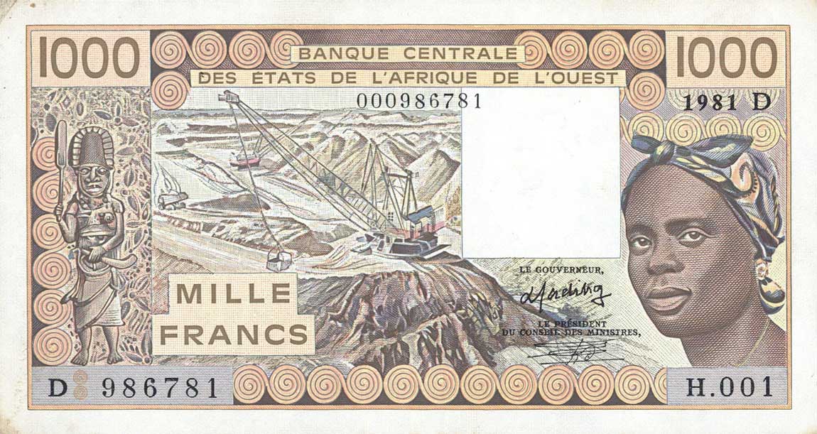 Front of West African States p607Hb: 1000 Francs from 1981