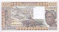 p607Hg from West African States: 1000 Francs from 1986
