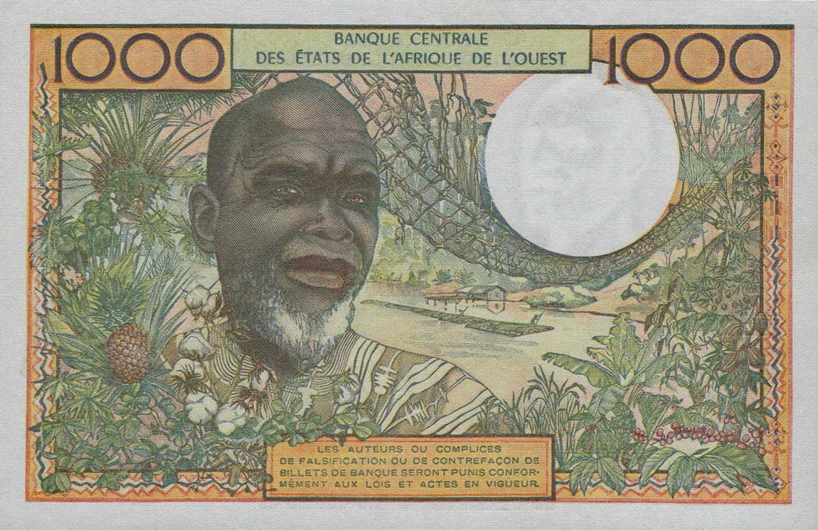 Back of West African States p608Hl: 5000 Francs from 1987