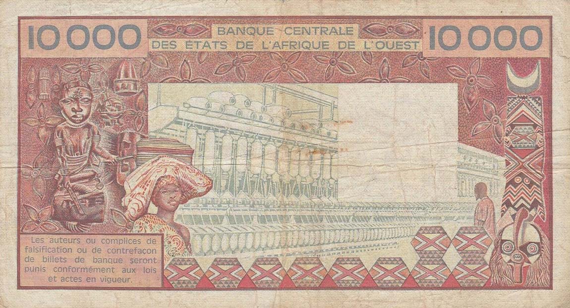 Back of West African States p609Hd: 10000 Francs from 1977