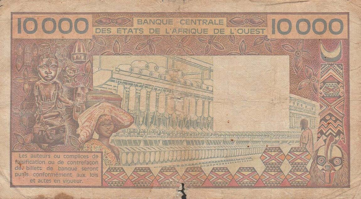 Back of West African States p609Hj: 10000 Francs from 1977